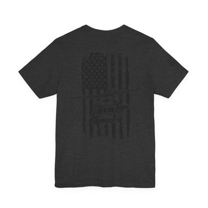 Blackhawk Helicopter American Flag Tee — Military Aviation Graphic T-Shirt
