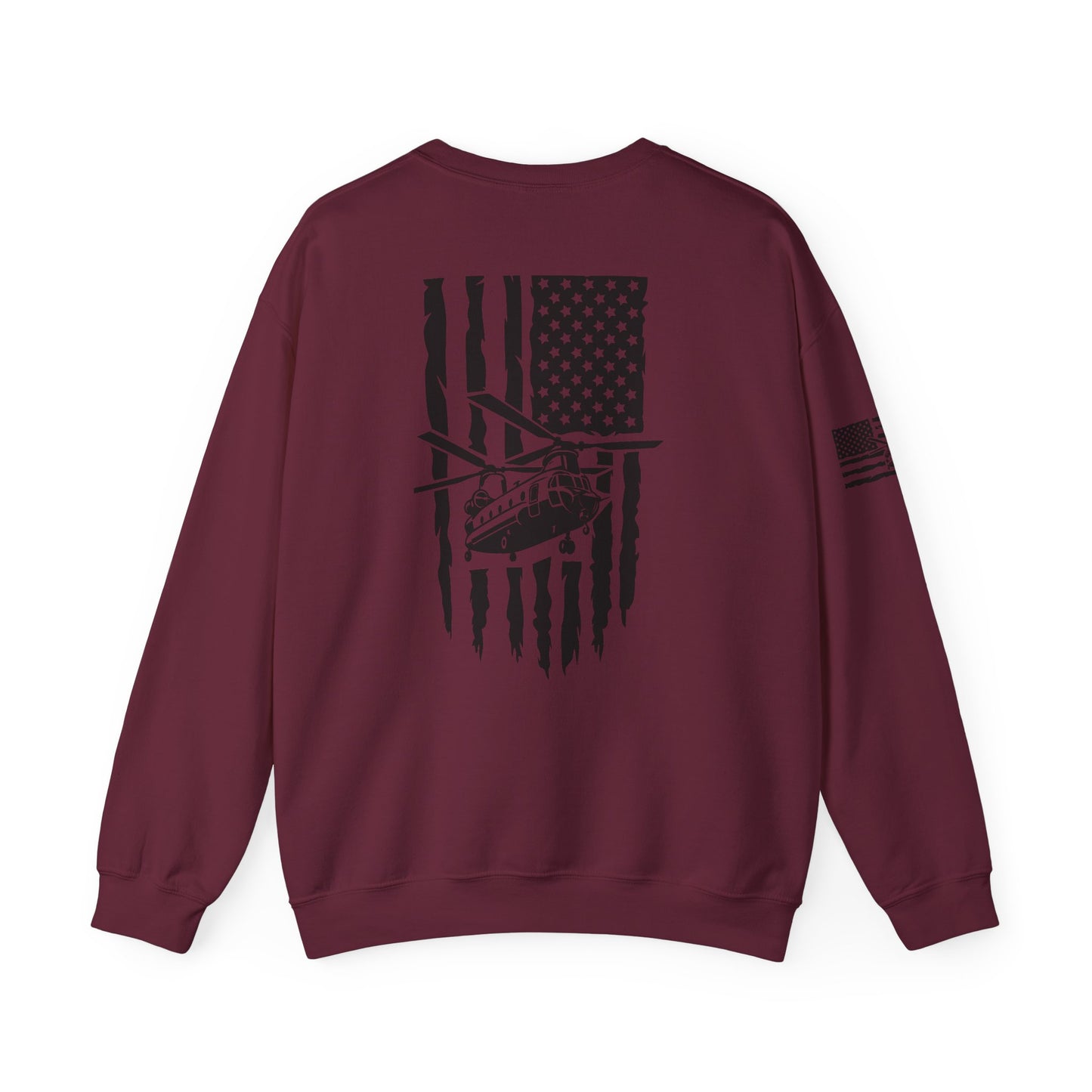 Chinook Helicopter American Flag Crewneck Sweatshirt – Chopper Design