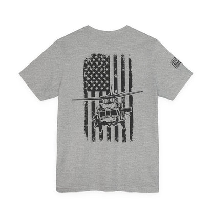 Blackhawk Helicopter American Flag Tee — Military Aviation Graphic T-Shirt