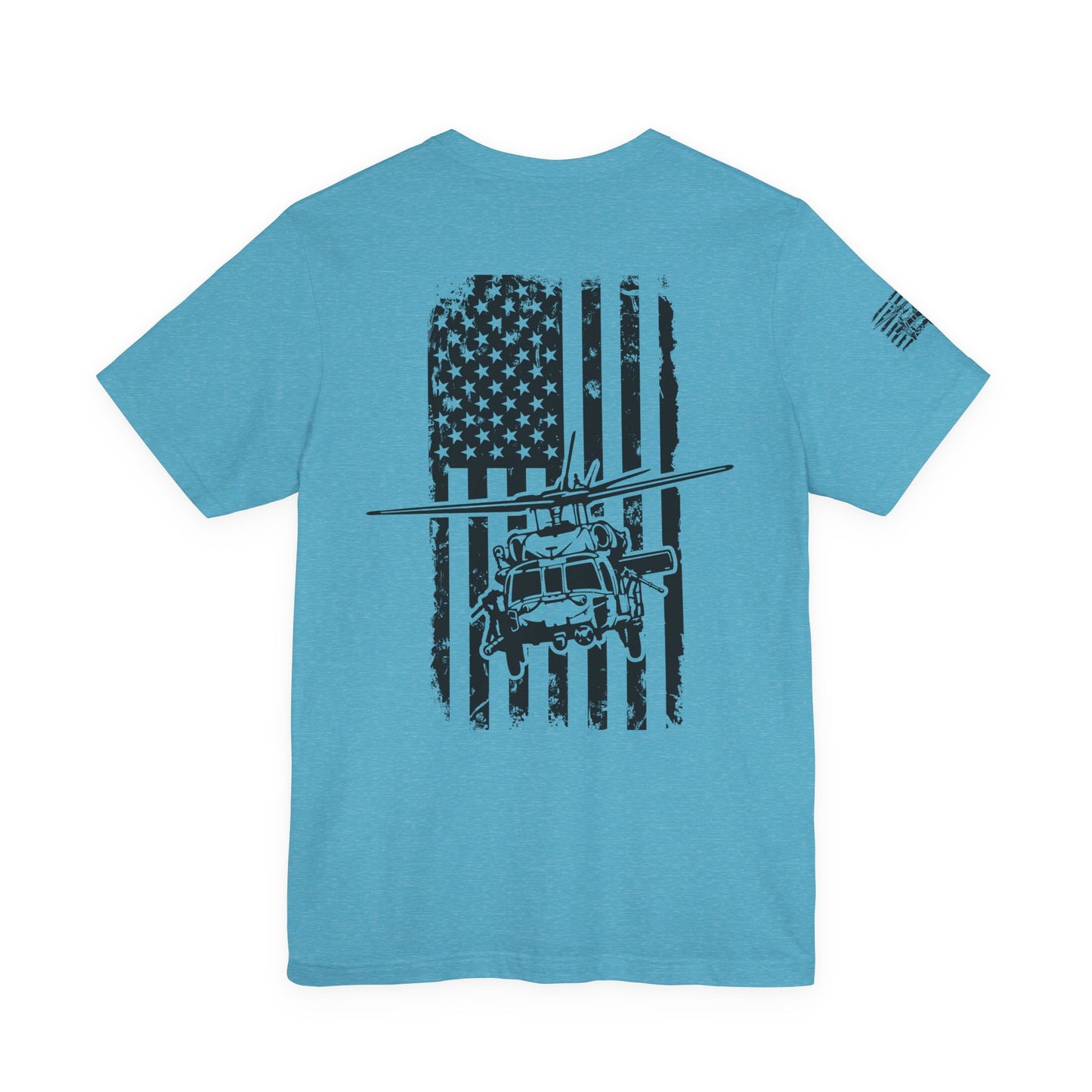 Blackhawk Helicopter American Flag Tee — Military Aviation Graphic T-Shirt