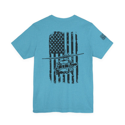 Blackhawk Helicopter American Flag Tee — Military Aviation Graphic T-Shirt