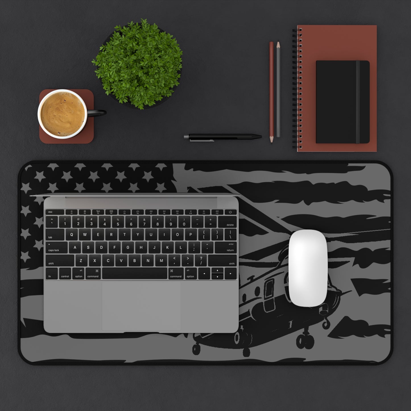 Chinook Military Helicopter Desk Mat — American Flag Chopper Mouse Pad