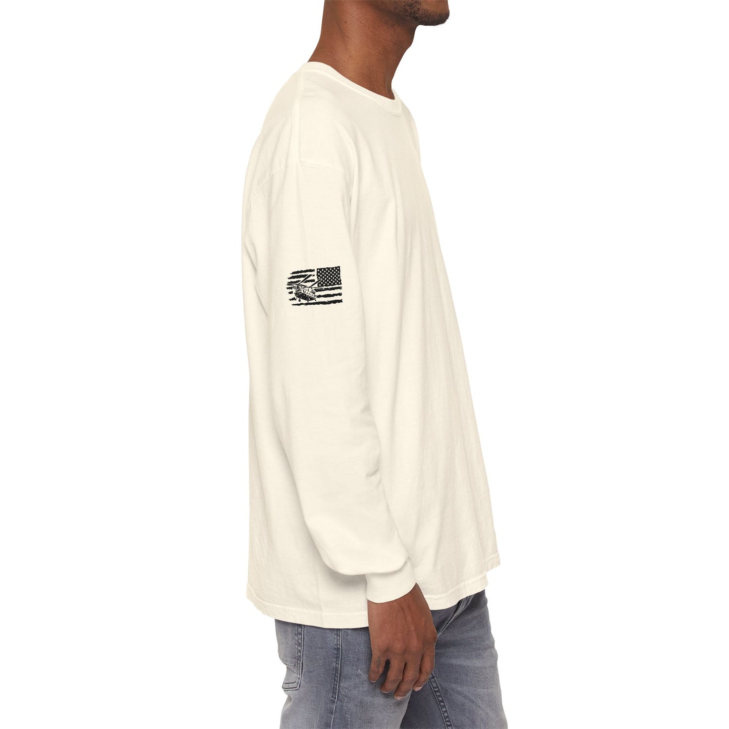 Chinook Helicopter American Flag Long Sleeve Tee