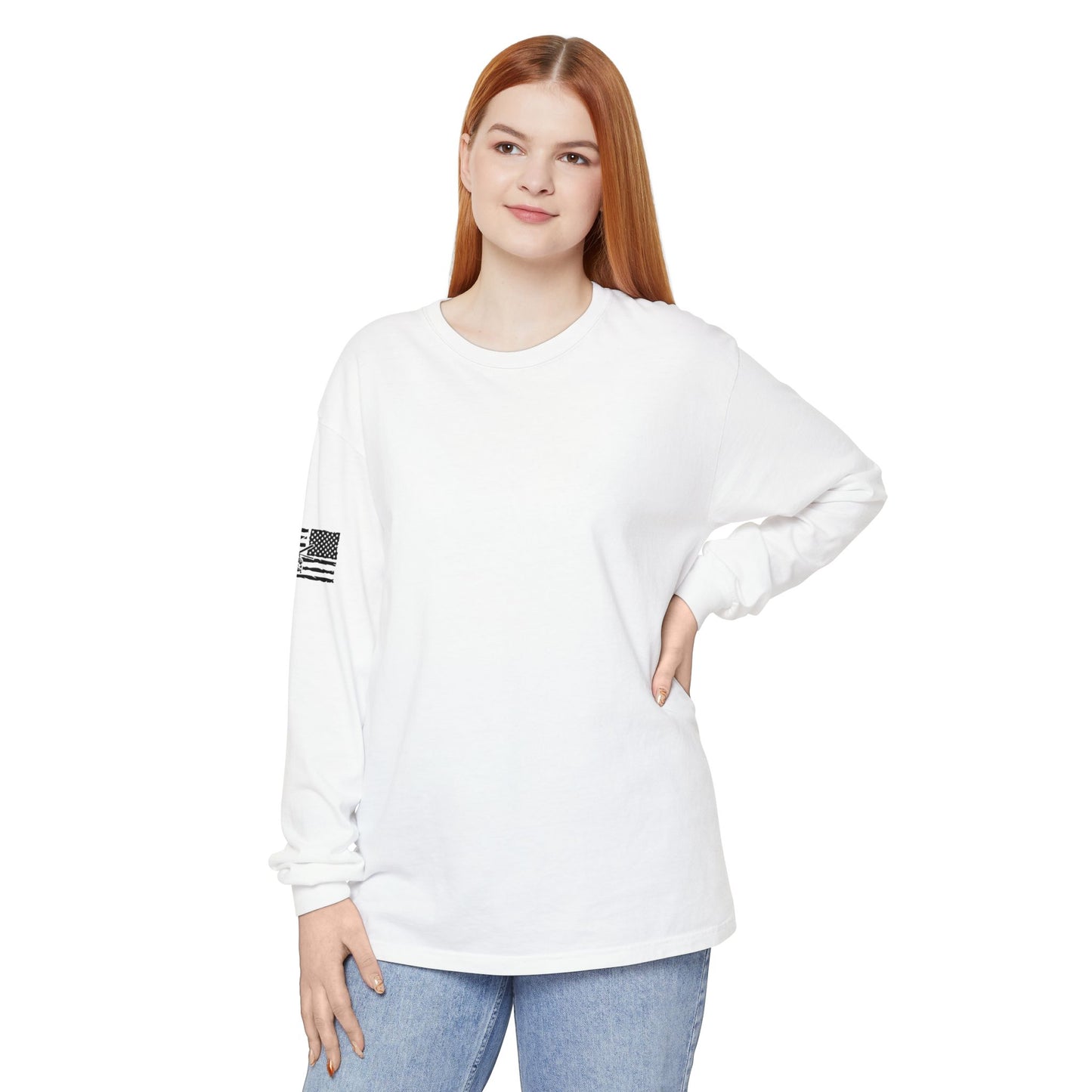 Chinook Helicopter American Flag Long Sleeve Tee